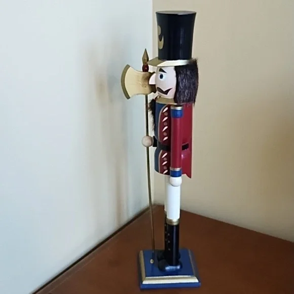 Wood Nutcracker Soldier 20 Inches Painted Solid Wood Red Blue White Black Gold - Picture 5 of 7